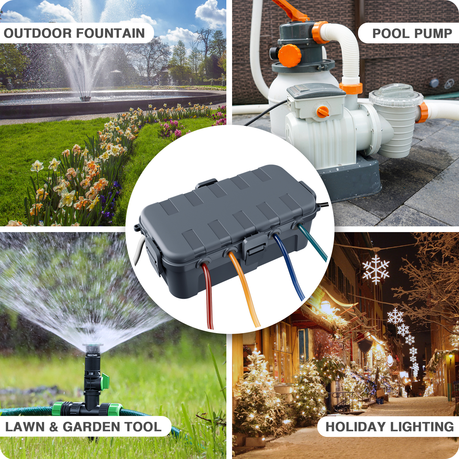 Outdoor Power Strip - Outdoor Electrical Box Waterproof Extension Cord