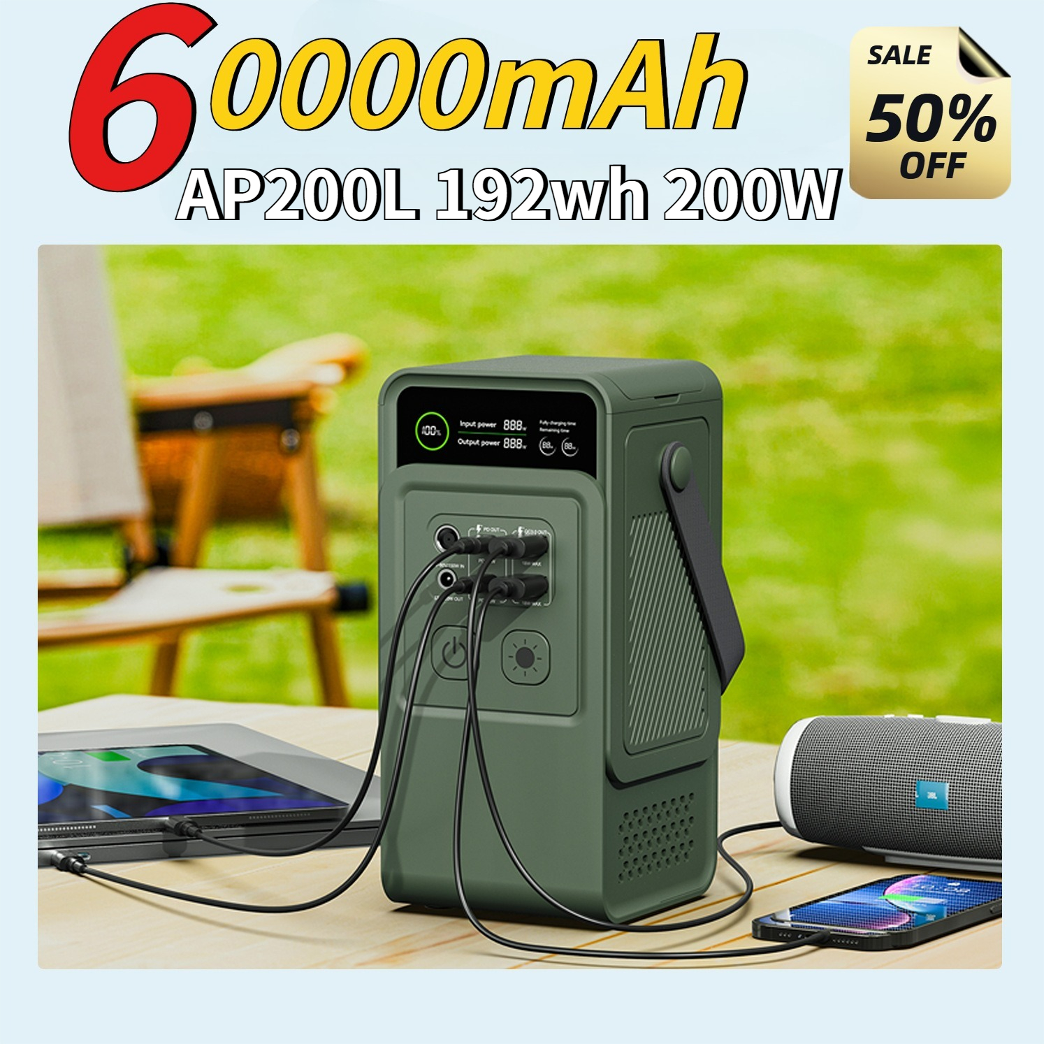 Outdoor Usb Power Supply - 60000mAh 200W 192Wh Camping Power Station