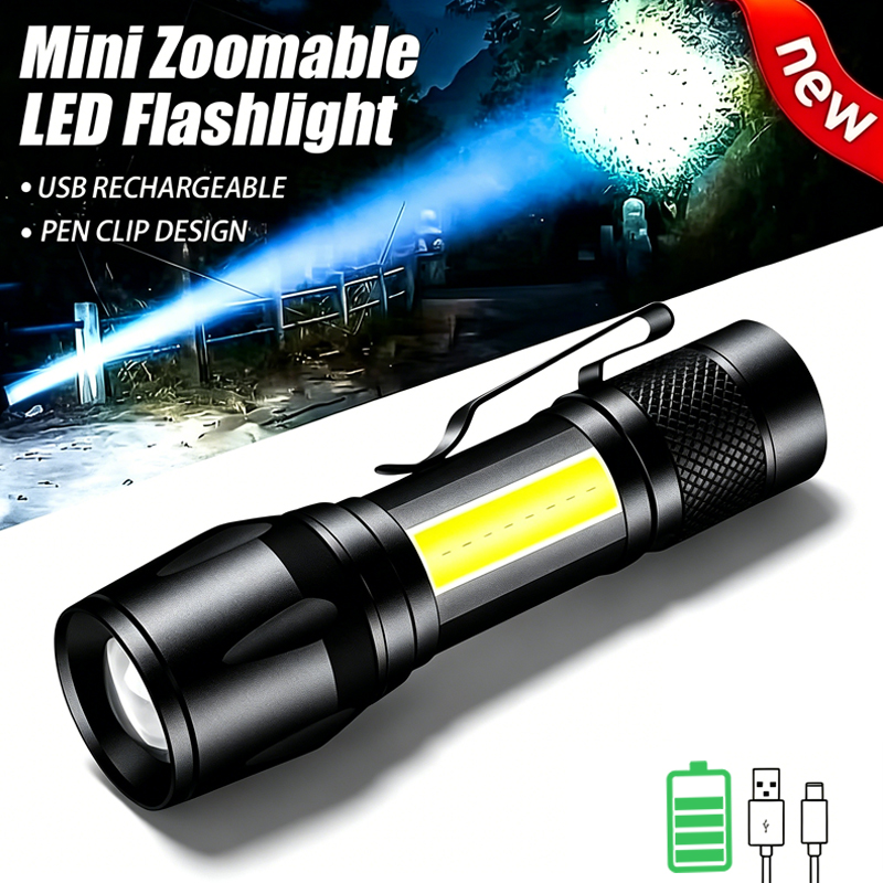 Outdoor Usb Power Supply - Mini LED Flashlight COB+XPE Portable Torch