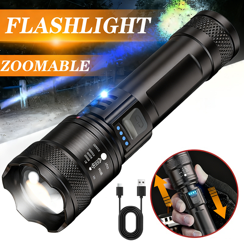 Outdoor Usb Power Bank - Powerful LED Flashlight Battery Display USB