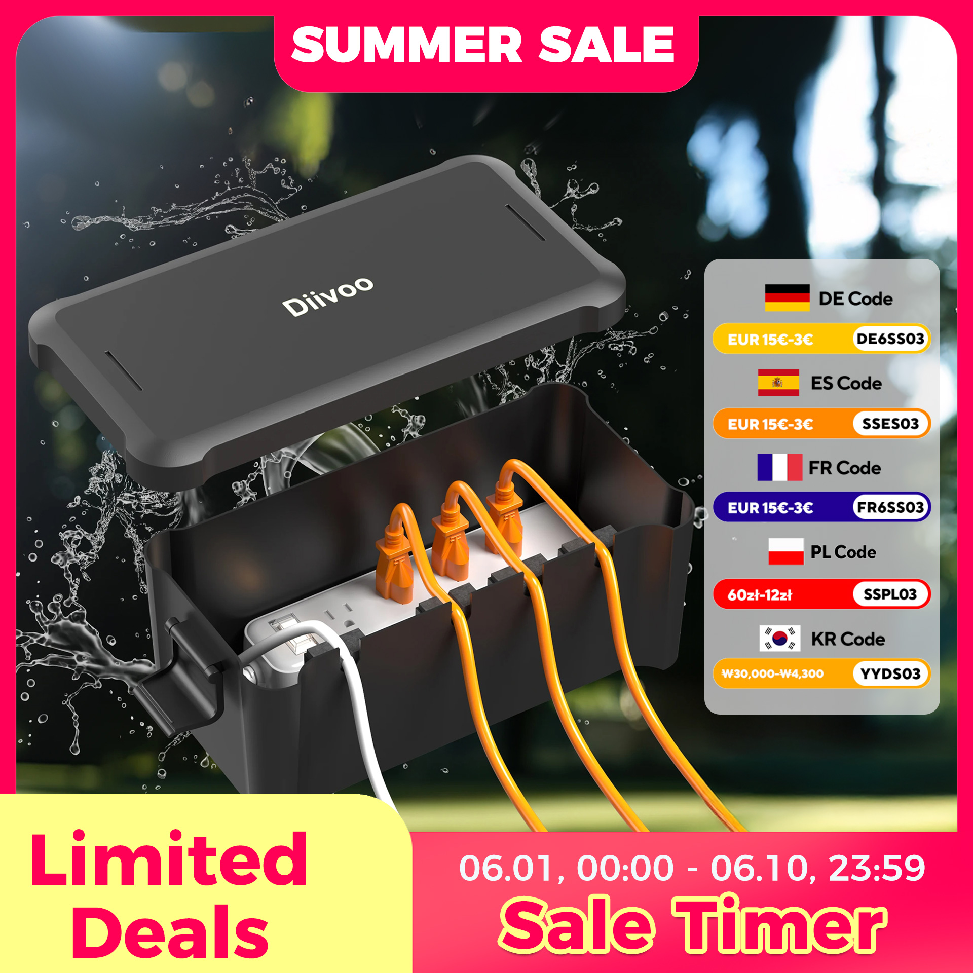 Outdoor Power Extension Cord - Diivoo Outdoor Waterproof Electrical Box Outside