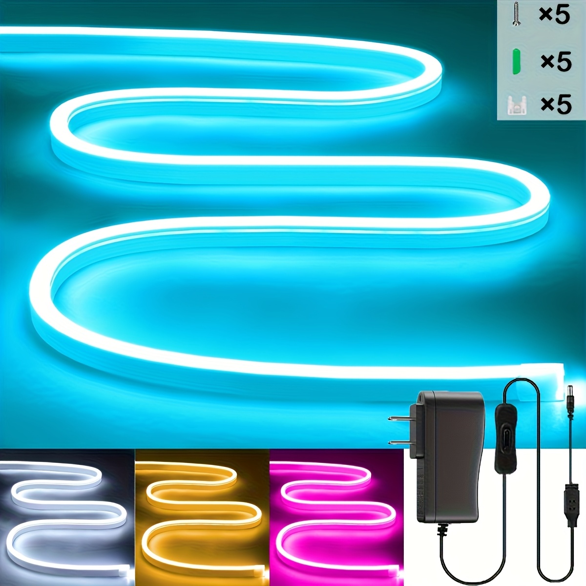 Outdoor Power Strip - Neon LED Strip Lights 32.8ft/10m White/Warm