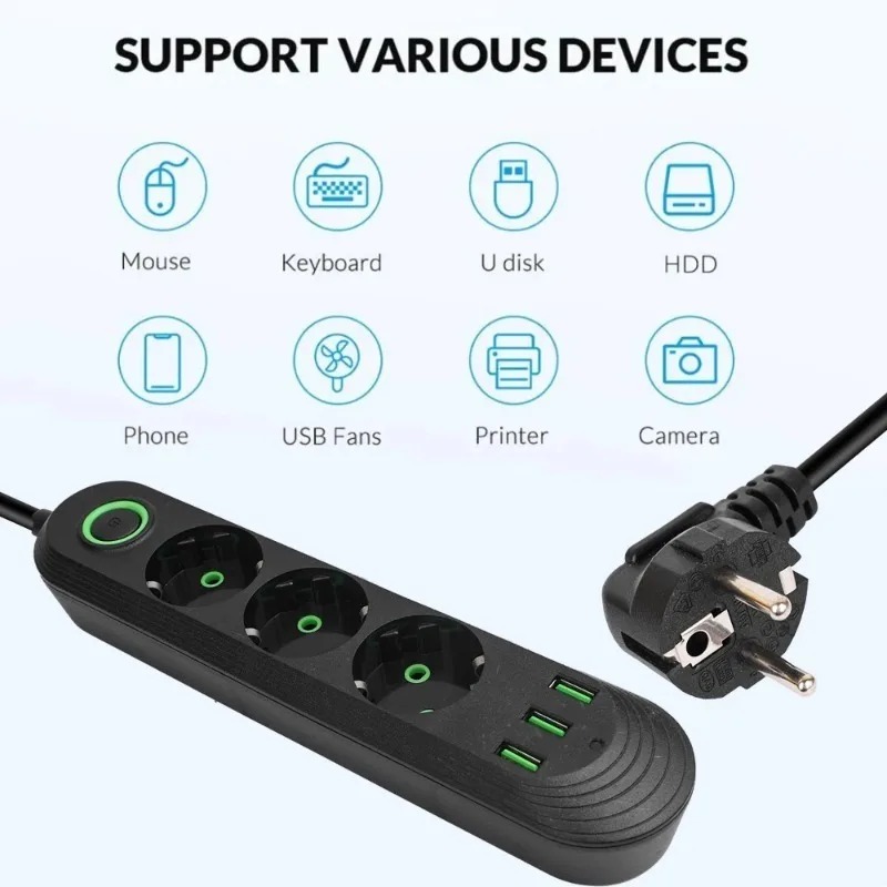 EU Plug AC Outlet 2500W Multip - Outdoor Power Strip のレビューと価格
