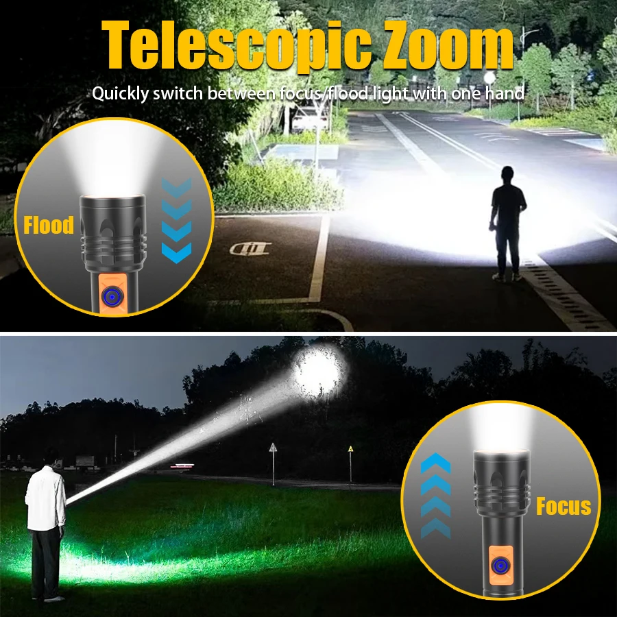 High Power LED Flashlight USB  - Outdoor Power For Camping のレビューと価格