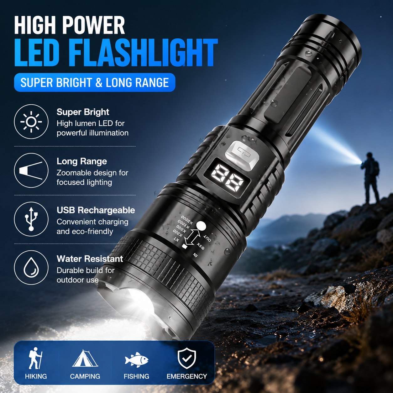 P50 High Brightness Flashlight - Outdoor Usb Power Bank のレビューと価格