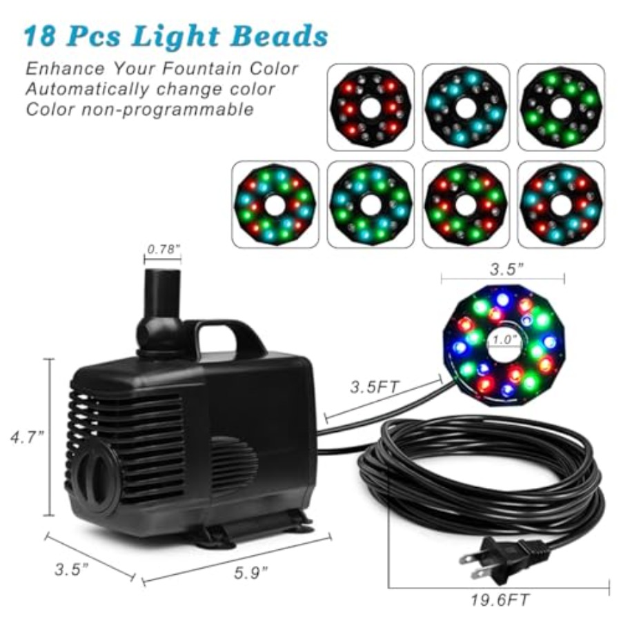 45W 792 GPH LED Pond Pump with - Water Pump Submersible のレビューと価格