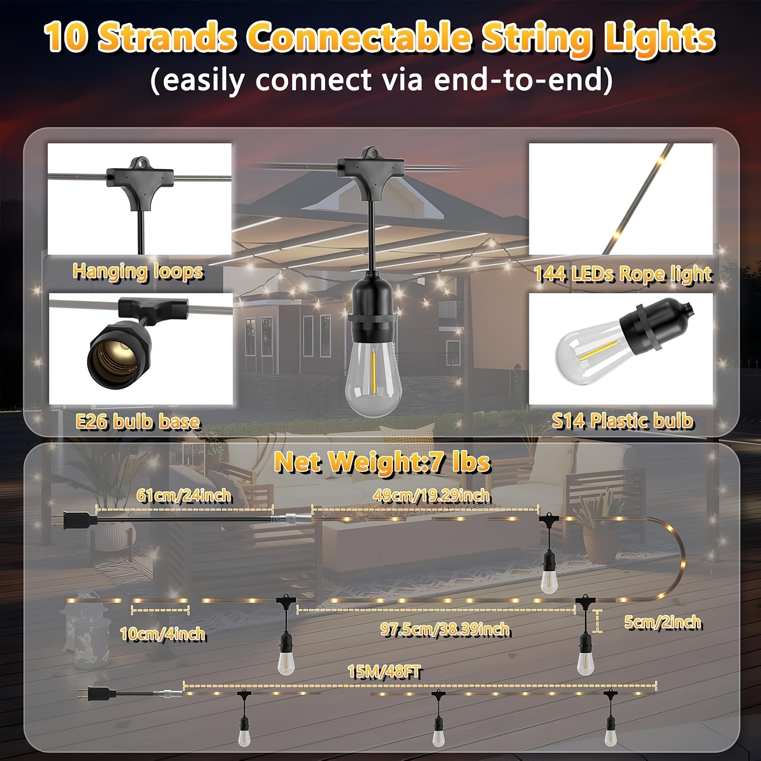 BEATINEON Outdoor String Light - Outdoor Power Strip のレビューと価格