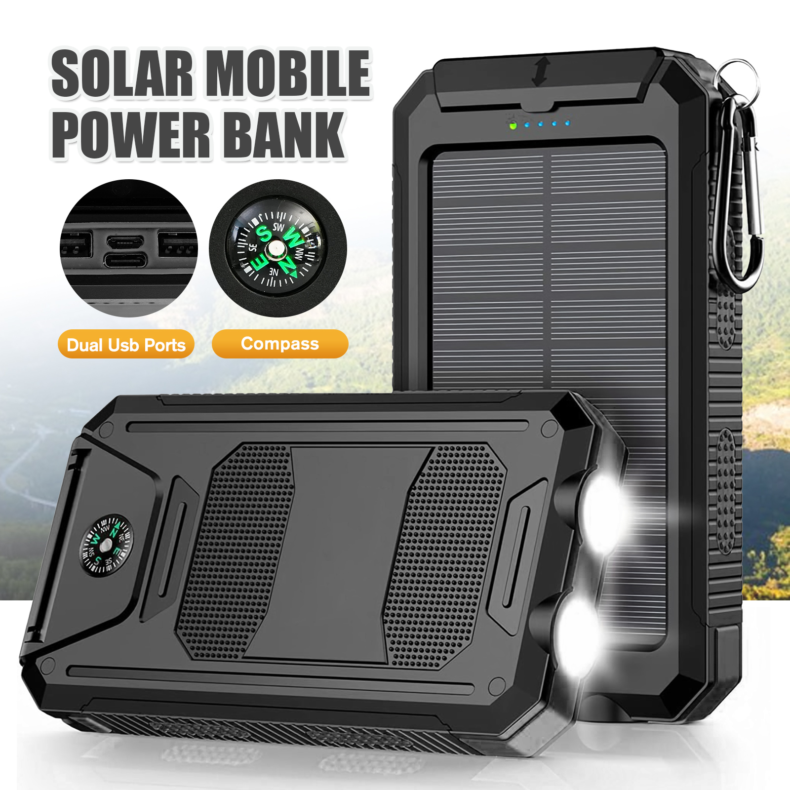 10000mAh Solar Power Bank Port - Outdoor Usb Power Bank のレビューと価格