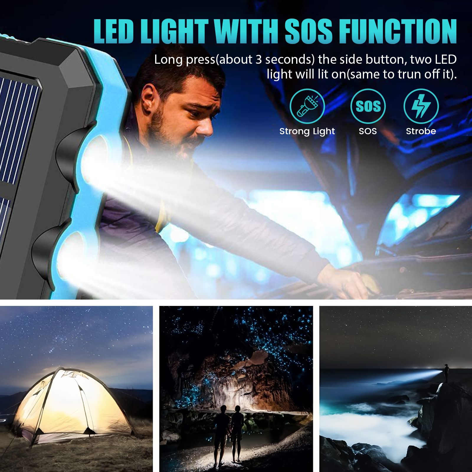 10000mAh Solar Power Bank Port - Outdoor Usb Power Bank のレビューと価格