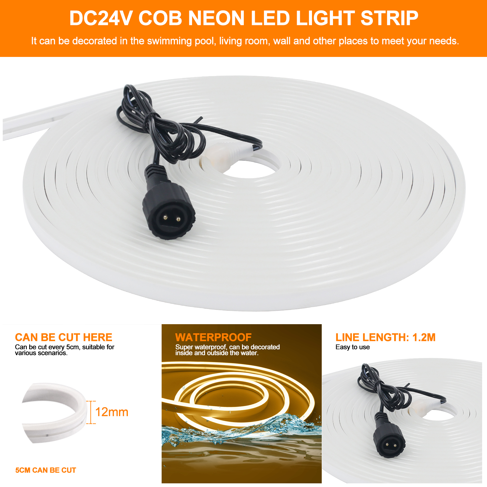 24V Solar Neon Light LED Strip - Outdoor Power Strip のレビューと価格